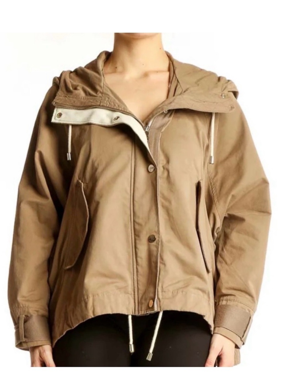Zara Women's Hooded Utility Jacket in Tan 0323